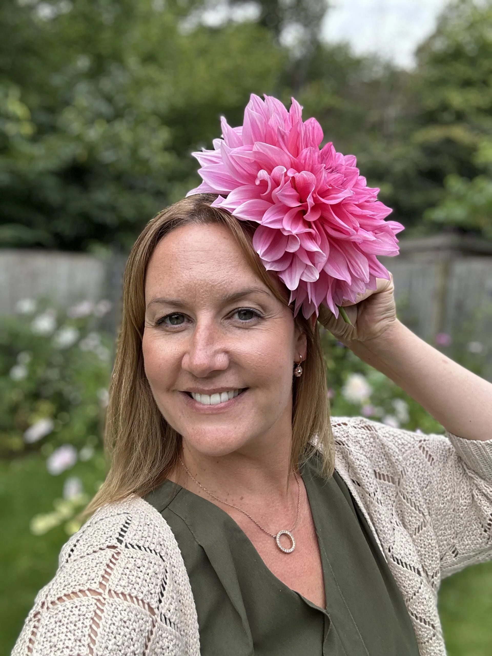 Alexandra Oakley in her Hampshire garden
